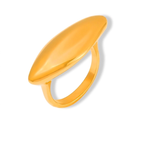 Anillo Marquise Atrevido Minimalista Acero De Titanio Chapado En Oro Pulido Espejo Joyería Geométrica Para Mujer