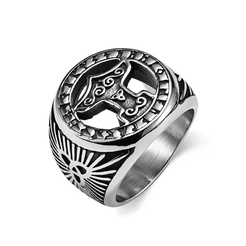 Anillo Martillo De Thor Vichingo Vintage Acciaio Inossidabile Nodo Celtico Nordico Gioielli Gothic Punk Da Uomo