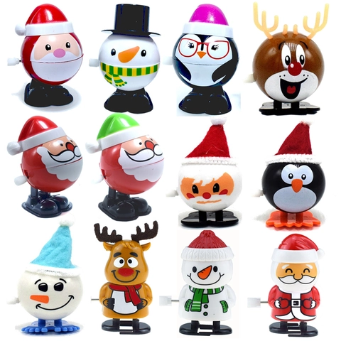 Giocattoli A Molla Di Natale Assortiti Babbo Natale Pupazzo Di Neve Renna Pinguino Camminando Meccanico Plastica Regali Festa Bimbi