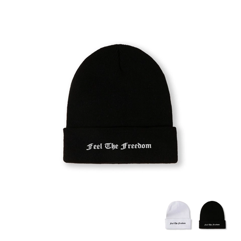 Gorro De Punto Bordado Feel The Freedom Acrílico Cálido Invierno Gorro Con Dobladillo Para Hombre Mujer
