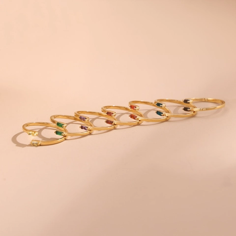 Titaniumstaal Asymmetrische Open Ring Vrouwen Veelkleurige Strass Verguld Minimalistische Verstelbare Sieraden Ring Cadeau