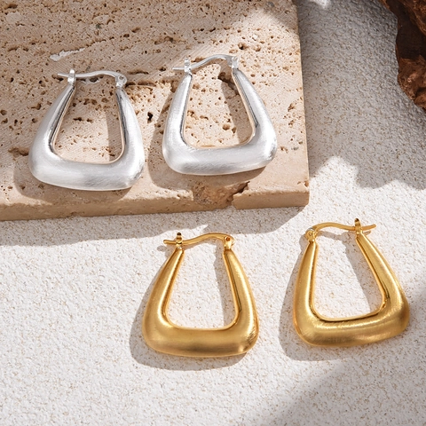 Minimalistische Gebürstete Metall U-Förmige Creolen Für Damen Kalter Stil Geometrischer Gold Silber Plattierter Schmuck