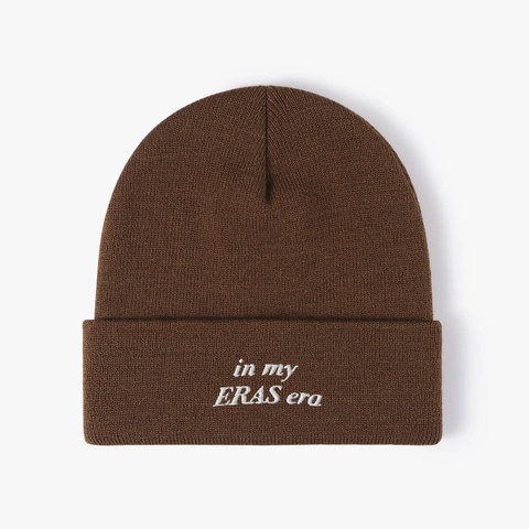 In My Eras Era Embroidered Knitted Beanie Winter Warm Acrylic Cuffed Hat Simple Leisure Outdoor Style For Adults