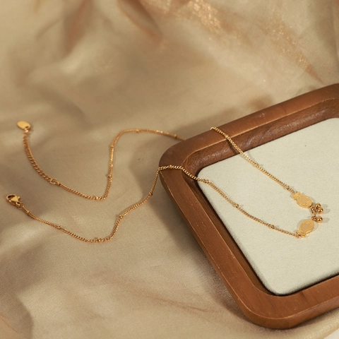 Collier Pendentif Double Poisson Koi en Acier Inoxydable Plaque Or pour Femme Style Chinois Chic Chaine de Perles Bijoux