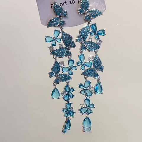Orecchini Pendenti Lunghi A Farfalla Per Donna In Lega Di Zircone E Perno In Argento Gioielli Eleganti Stile Foresta