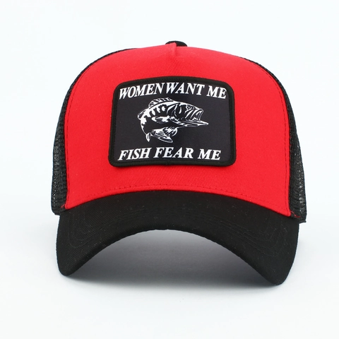 Berretto Trucker in Cotone e Rete Retro per Uomo Donna Regolabile Traspirante con Patch Slogan Pesca Cappello da Baseball Sport all'aperto