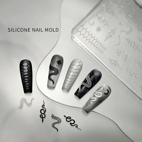 Silicone Nail Art Carving Mold 3D DIY Decoration Template Manicure Tools Embossed Pattern Butterfly Snake