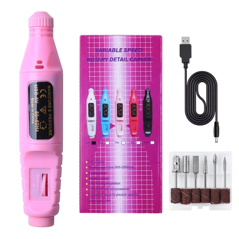 Fresatore Per Unghie Elettrico Portatile Alimentato Tramite USB Professionale Manicure Pedicure Penna Lucidante Con Punte In Metallo