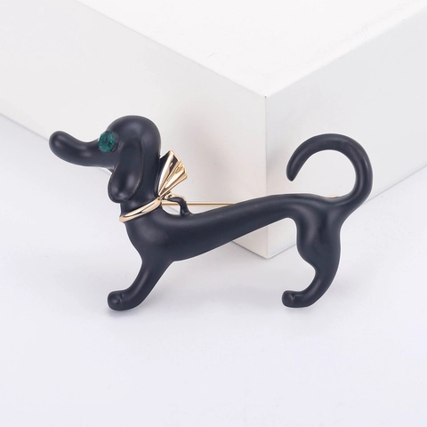 Broche Teckel Animal Mignonne pour Femmes Hommes Alliage Créatif Strass Émail Épinglette de Revers Bijoux de Mode Accessoires