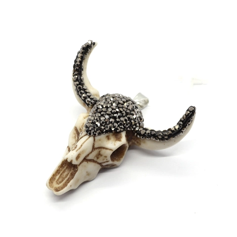 Pendente Teschio Testa Di Toro Resina Strass Turchese Stile Etnico Tribale Per Creazione Gioielli Fai Da Te Regalo