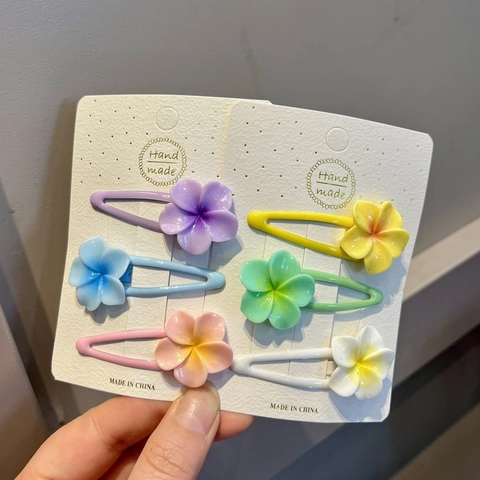 Pinzas Para El Pelo De Flor Plumeria Resina Aleación Frangipani Horquillas BB Dulces Coloridas Accesorios Cabello Verano