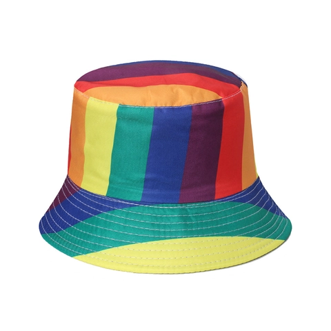 Cappello Pescatore A Righe Arcobaleno Colorato Poliestere Protezione Solare Pieghevole Casual Viaggi All'Aperto Per Donne