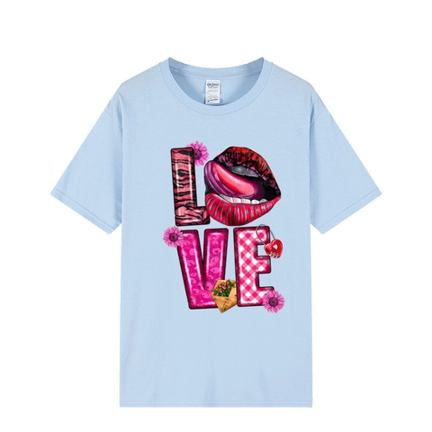 Cotton Men T-Shirt Short Sleeve Crew Neck Artistic Love Graphic Leopard Pattern Casual Summer Fashion Top
