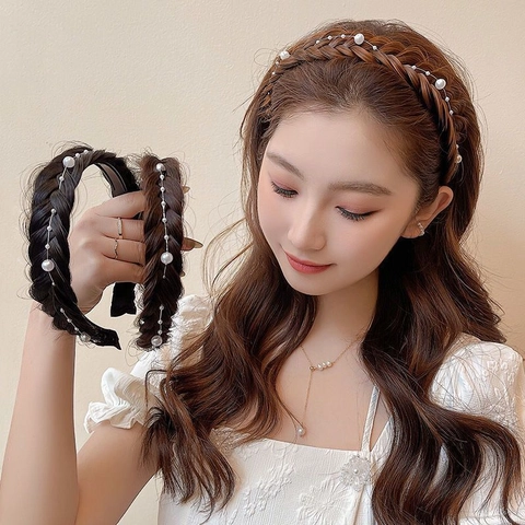 Braided Headband Matte Synthetic Fiber Twist Fishtail Braid High Top Hair Volume Boosting Fashion Accessory For Women