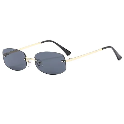 Gafas De Sol Sin Montura Vintage Para Mujeres Hombres Marco Metal Lente Degradada Protección UV400 Moda Hip Hop