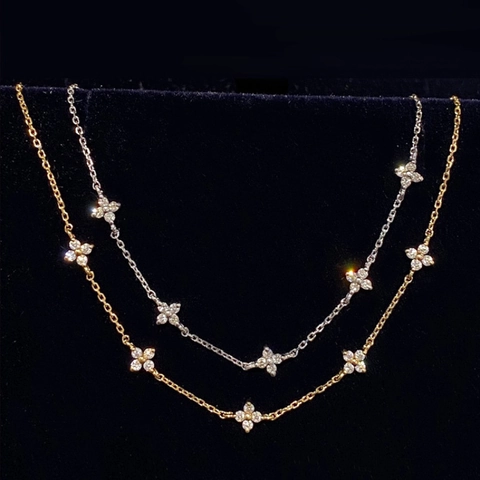 Four Leaf Clover Bracelet 925 Sterling Silver 18K Gold Plated Sparkling Zircon Adjustable Chain Elegant Jewelry For Women