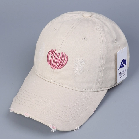 Cappello Da Baseball Distressed Cotone Ricamo Lettera Cuore Vintage Cappello Da Sole Regolabile Per Donne