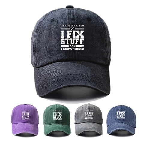 Cappello Da Baseball In Cotone Lavato Slogan I Fix Stuff Protezione Solare Regolabile Retro Vintage Berretto Esterno
