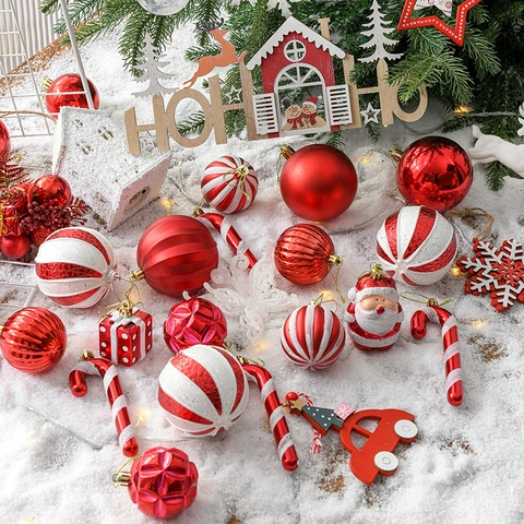 Addobbi Per Albero Di Natale Decorazioni Appese Palline Stelle Fiocchi Di Neve Renna Per Decorazione Festiva Casa Plastica Legno