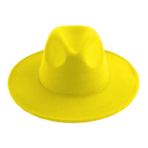 Retro British Style Fedora Hat Wide Flat Brim Cotton Polyester Blend Elegant Solid Color Unisex Sunshade Jazz Cap
