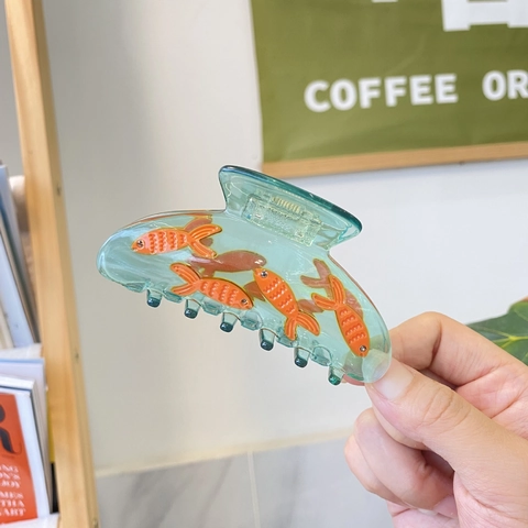 Leuke Vis Haarklem Van Celluloseacetaat Transparant Viskom Ontwerp Met Rijnsteentjes Grote Haarklem Voor Dames