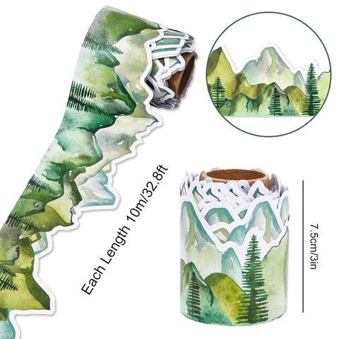 Watercolor Forest Mountain Bulletin Board Border Stickers Adhesive Paper Classroom Blackboard Office Decoration