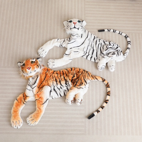 Realistic Tiger Plush Toy Skin Unfilled Soft Short Plush Giant Animal Doll DIY Craft Room Decor Gift