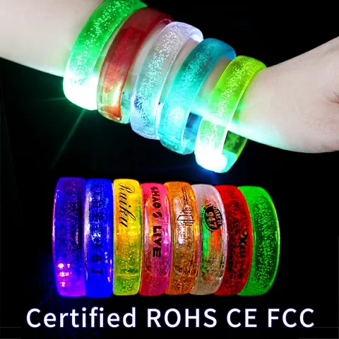 Colorful LED Glowing Bracelet PS Plastic Bubble Texture Light Up Bangle For Party Concert Club Festival Atmosphere