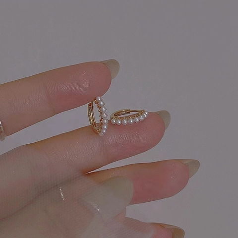 Tiny Rice Artificial Pearl Hoop Earrings With 925 Sterling Silver Earring Post Alloy Gold Plated Elegant Jewelry For Women