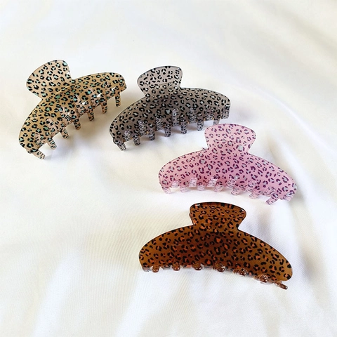 Pinza Per Capelli Maculato Leopardato Acrilico Clip Squalo Grande Tenuta Forte Accessori Per Capelli Donna