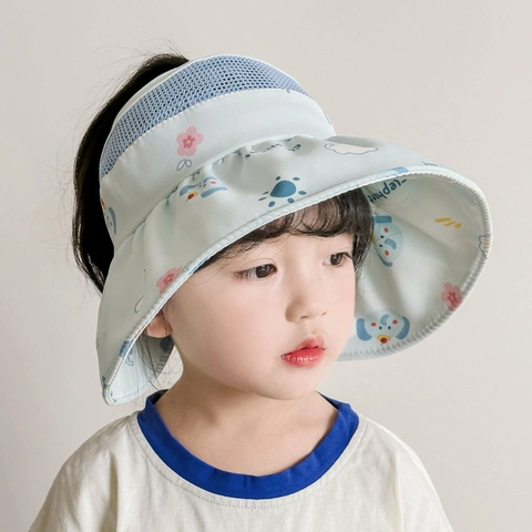 Kinder Sonnenhut Oben Offen Atmungsaktives Mesh Faltbar Cartoon Tierdruck Baumwolle Sommer Outdoor Jungen Mädchen