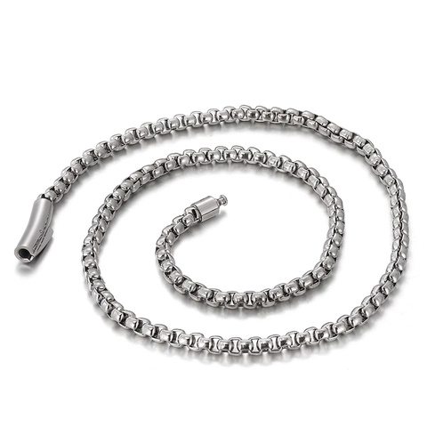 Collar De Cadena De Caja De Acero Inoxidable 316L Chapado En Oro De 18K Joyería Punk Hip Hop Eslabón Cuadrado Cierre Cilíndrico