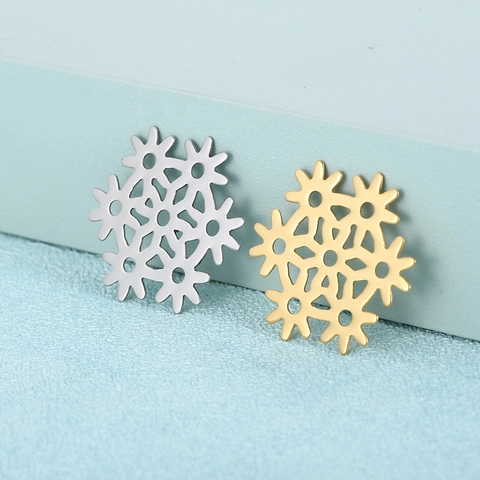 Colgantes De Copo De Nieve De Acero Inoxidable Para Hacer Joyas DIY Dijes De Invierno Para Pendientes Y Collares