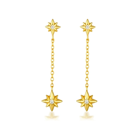 Pendientes De Estrella Colgantes Con Poste De Plata De Ley 925 Cobre Circonita Cadena Larga Borla Joyería Elegante Mujer