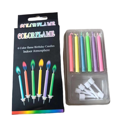 Bougies D'Anniversaire À Flamme Colorée Paraffine Décoration Créative De Gâteau Pour Fête Célébration Nouveauté