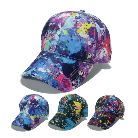 Colorful Graffiti Painted Baseball Cap Polyester Sun Protection Hip Hop Streetwear Hat For Women Adjustable Style