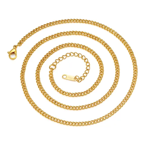 Curb Chain Necklace Stainless Steel Flat Link Trendy Hip Hop Jewelry For Men And Women Classic Electroplated Accessory