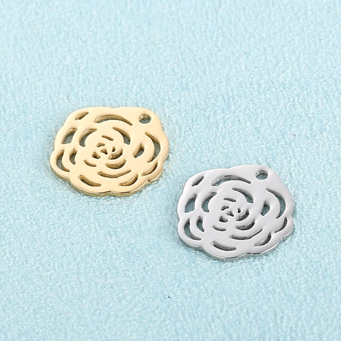 Edelstahl Hohl Rose Blumen Charms DIY Schmuckherstellung Zubehör Für Halsketten Armbänder Florale Anhänger