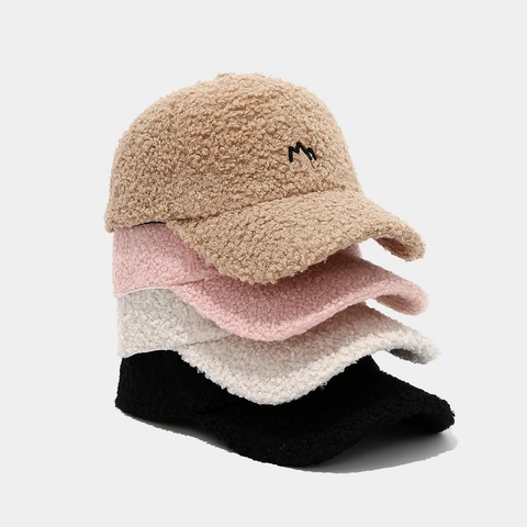Lammwolle Baseballkappe Warme Plüsch Wintermütze Stickerei Lässig Winddicht Outdoor Sport Für Damen Herren