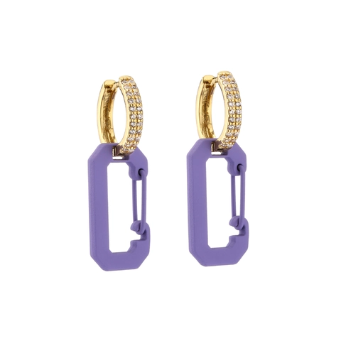 Copper Zirconia Pave Carabiner Hoop Drop Earrings Geometric Rectangular Safety Pin D-Shape Painted Fashion Jewelry For Women
