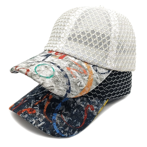 Damen Mesh Baseball Cap Atmungsaktiv Hohl Spitze Sonnenschutz Hut Mit Abstraktem Graffiti Print Rand Verstellbar Trendy