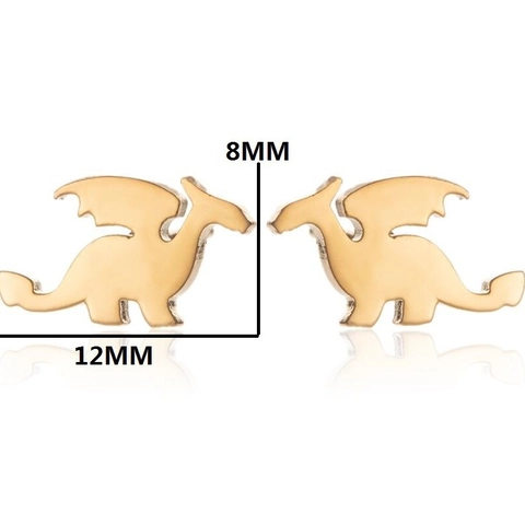 Dinosaur Dragon Stud Earrings Stainless Steel Silhouette Animal Shape Fashion Minimalist Jewelry For Women