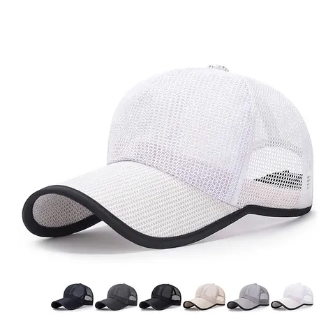 Mesh Baseball Cap Polyester Atmungsaktiv Sonnenschutz Lange Krempe Outdoor Sommer Verstellbarer Hut Für Herren Damen
