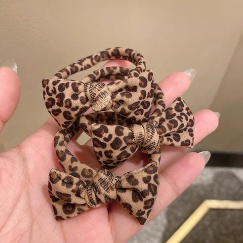 Elastico Per Capelli Con Fiocco Leopardato Scrunchie Senza Cuciture In Tessuto Supporto Per Coda Di Cavallo Retro Per Donne