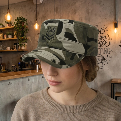 Cadet Cap Flat Top Military Hat 100% Cotton Canvas Sun Protection Outdoor Tactical Adjustable For Men Women Fashion