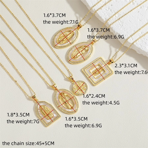 Religious Virgin Mary Pendant Necklace Copper With Zircon And Shell Geometric Jewelry For Women