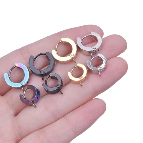 Pendientes de Aro Huggie Redondos de Acero Inoxidable Con Anillo de Suspensión Strass Individual Para Mujeres Hombres