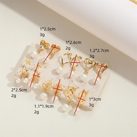 Retro Hollow Heart Bowknot Geometric Copper Earrings With Artificial Pearl Pendants Elegant Versatile Jewelry Women Gift
