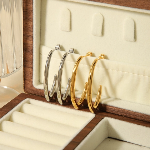 Geometrische C-Förmige Ohrringe Hochglanzpolierter Edelstahl 18K Vergoldet Minimalistische U-Form Ohrstecker Für Damen
