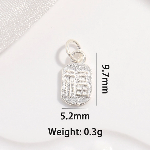 Ciondolo Lucky in Argento Sterling 925 Rettangolo Carattere Fortuna Per Creazione Gioielli Fai Da Te Donna Accessorio Moda Vintage